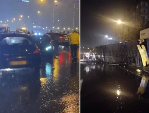 İstanbul’da sağanak kabusu! Halk otobüsü takla attı, zincirleme kaza TEM’i kilitledi