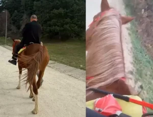 Kaçan at üzerinde 300 metrelik dehşet!