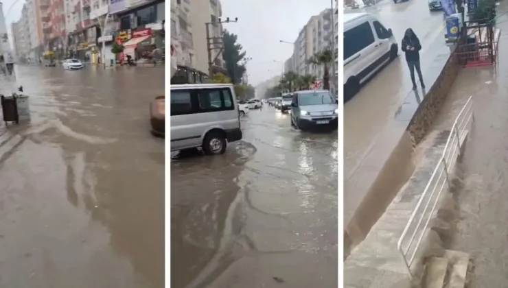 Mardin’de sağanak nedeniyle cadde ve sokaklar göle döndü