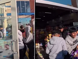 Sosyal medya üzerinden organize olan bisikletli gençler, marketi yağmaladı