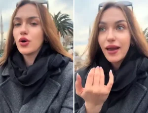 Ukraynalı genç kız, video çekerek Ayasofya’daki uygulamaya tepki gösterdi
