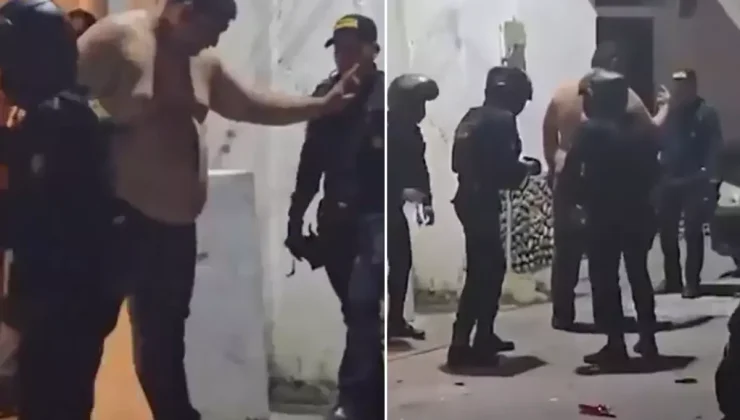 Çevredekilere saldıran şahsı, 9 polis güçlükle gözaltına aldı