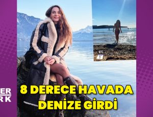 Ebru Şahin, 8 derece havada denize girdi