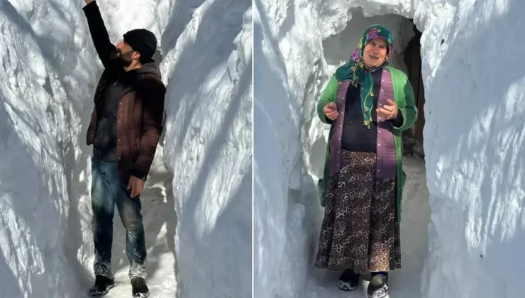 Görüntü Türkiye’den! Kar kalınlığı metreleri aştı, evlere tünelden ulaşıyorlar