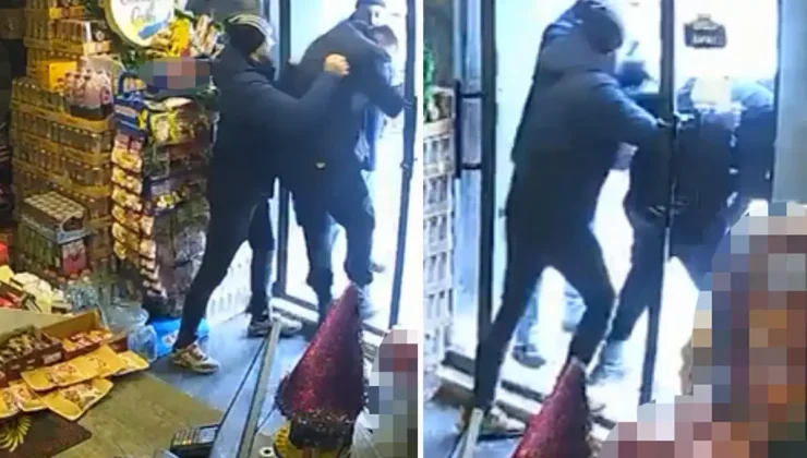 Hırsızlık suçundan aranan şahsın büfede yakalanma anı kamerada