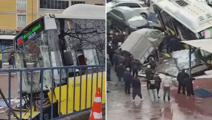 İETT otobüsü otoparka daldı