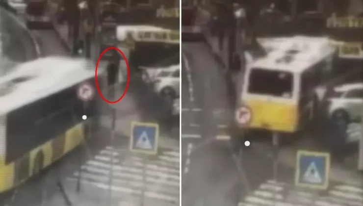 İETT otobüsünün otoparka daldığı anlar kamerada! Bir kişi ezilmekten son saniye kurtuldu