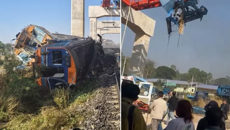 İnşaat vinci trenin üzerine devrildi! 22 kişi öldü, onlarca yaralı var