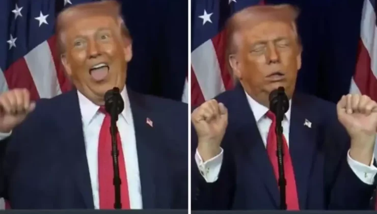 Kürsüde taklit yapan Trump’ın hareketleri akılalmaz