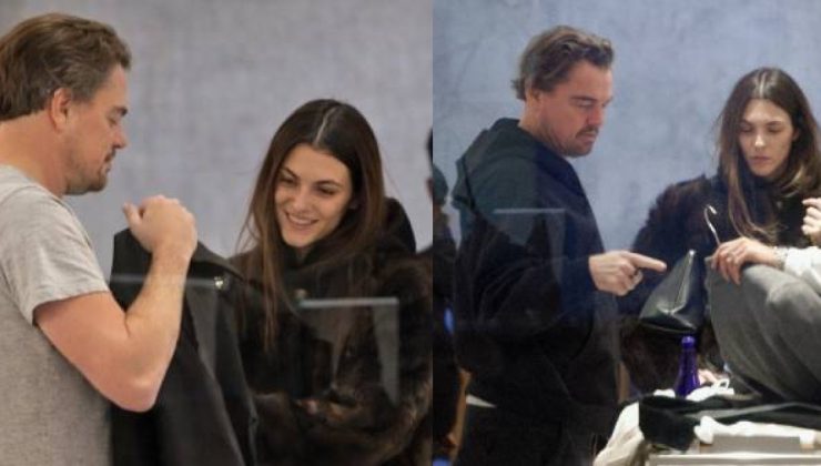 Leonardo Dicaprio’yu sevgilisi giydiriyor