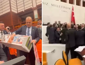 Mecliste tabut kavgası! Vekiller birbirinin üzerine yürüdü