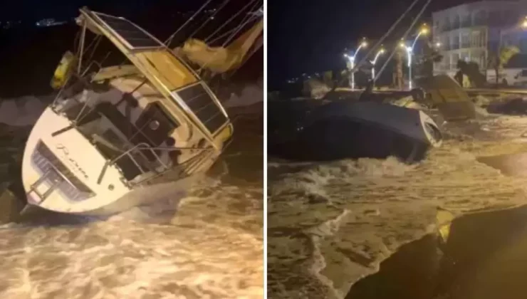 Milyonluk tekne şiddetli fırtına nedeniyle karaya oturdu