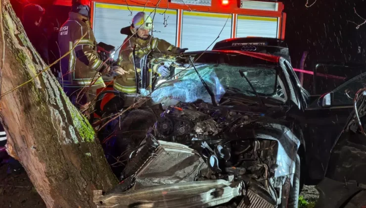 Otomobil ağaca ok gibi saplandı! 2 kişi hayatını kaybetti