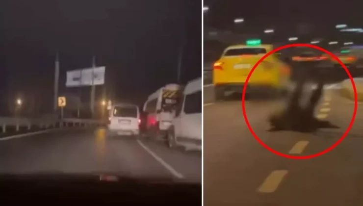 Park halindeki minibüslere çarpıp yere yığıldı