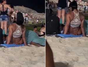 Plajda çocukların önünde uygunsuz görüntüler