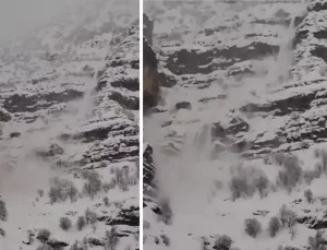 Şırnak’ta çığ düşme anı kameraya yansıdı