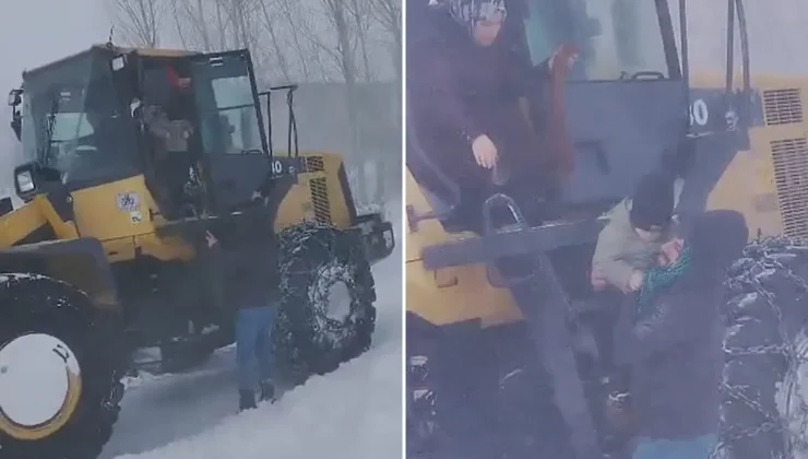 Tipi hayatı felç etti! Taburcu olan anne ve bebeğinin imdadına "kepçe" yetişti