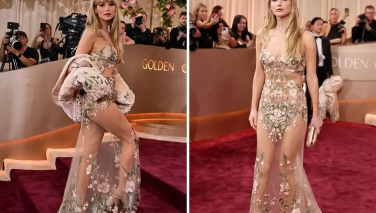 Ünlü oyuncudan ödül törenine damga vuran dekolte