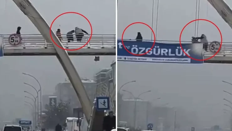 Üst geçitte kar topu atan çocukları yumruklayıp, yerde tekmeledi