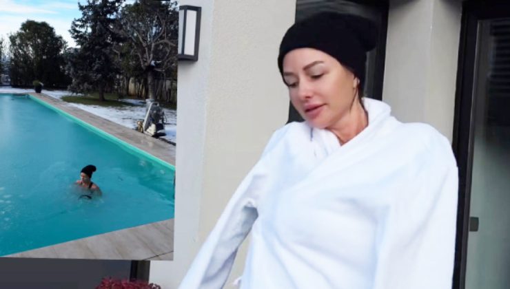 Yasemin Ergene, buz gibi havuzda yüzdü